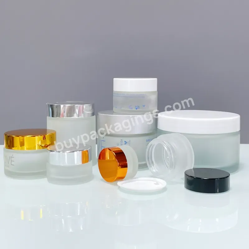 Luxury Small Clear Frosted Glass Cream Jar Cosmetic Packaging 2oz 8oz Glass Jars With Gold Silver Metal Lids For Body Butter - Buy Glass Jars For Cosmetics Glass Cosmetic Jars With Lids,Hot Sales 5g 10g 20g 30g 50g 60g 100g Custom Clear Recyclable Co