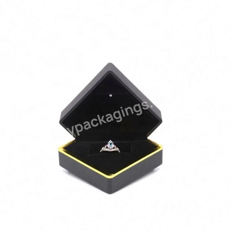 Luxury Special Novel Design Fancy Packaging Gift Premium High End diamond shape LED light Jewelry Box