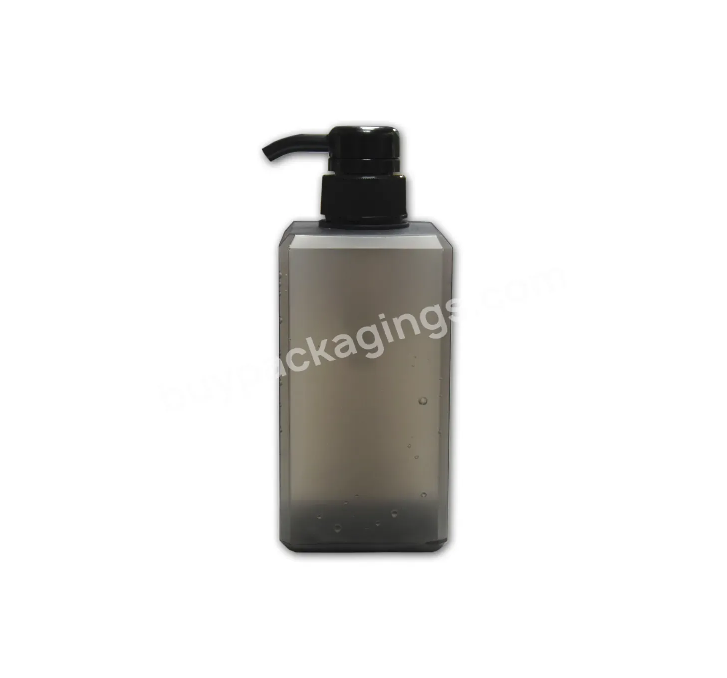 Luxury Square 400ml Petg Matte Black Shampoo Shower Gel Hand Sanitizer Packaging Container Hair Conditioner Bottle