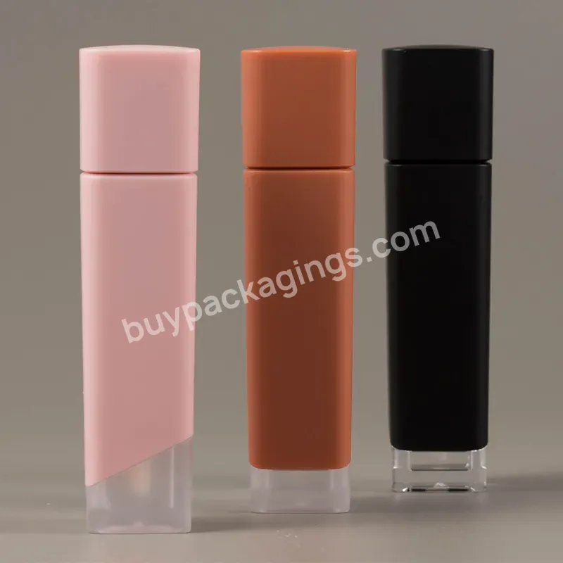 Luxury Square Black Pink Brown Lip Gloss Tube With Clear Window Empty Lipgloss Container Packing 5ml