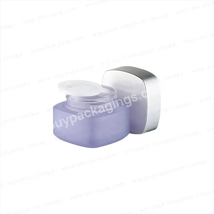 Luxury Square Frosted Purple Glass Face Cream Jar With In High Quality Low Price