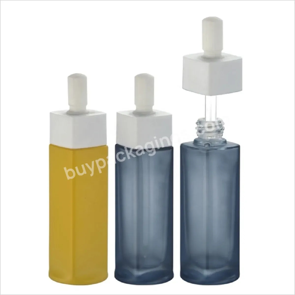 Luxury Square Glass Dropper Bottle For Serum Eye Drop Bottle Essential Oil Container 30ml