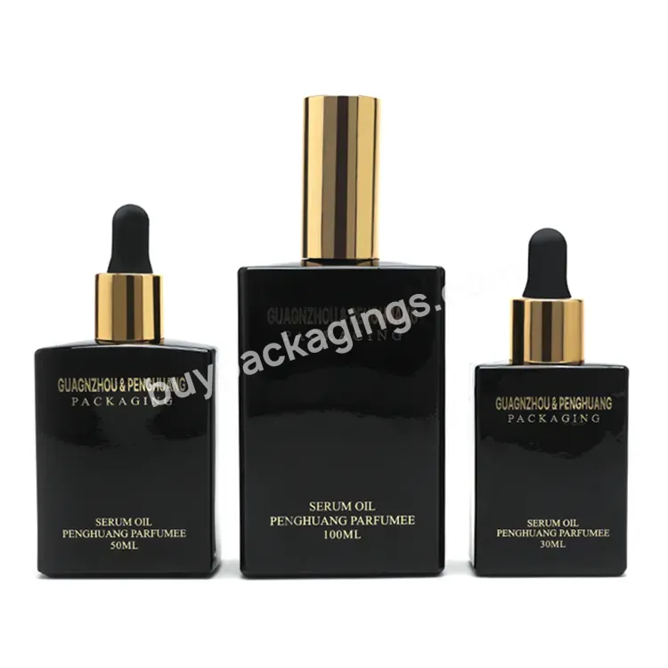 Luxury Square Glass Serum Bottle 30ml 50ml 100ml Stock Cosmetic Glass Packaging Bottle