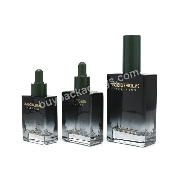 Luxury Square Glass Serum Bottle 30ml 50ml 100ml Stock Cosmetic Glass Packaging Bottle