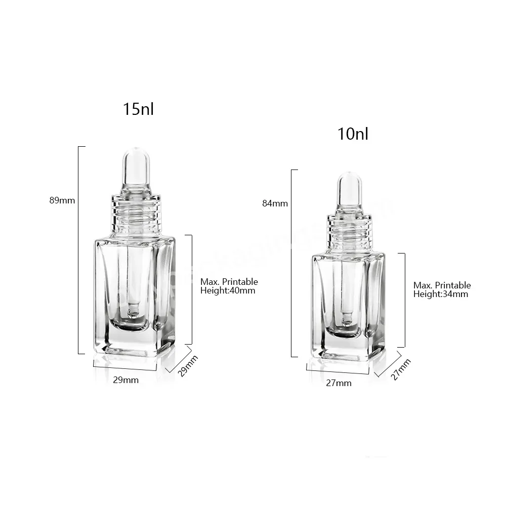 Luxury Square Glass Serum Essential Oil Dropper Bottle 10ml 15ml Translucent With Clear Petg Dropper Wholesale