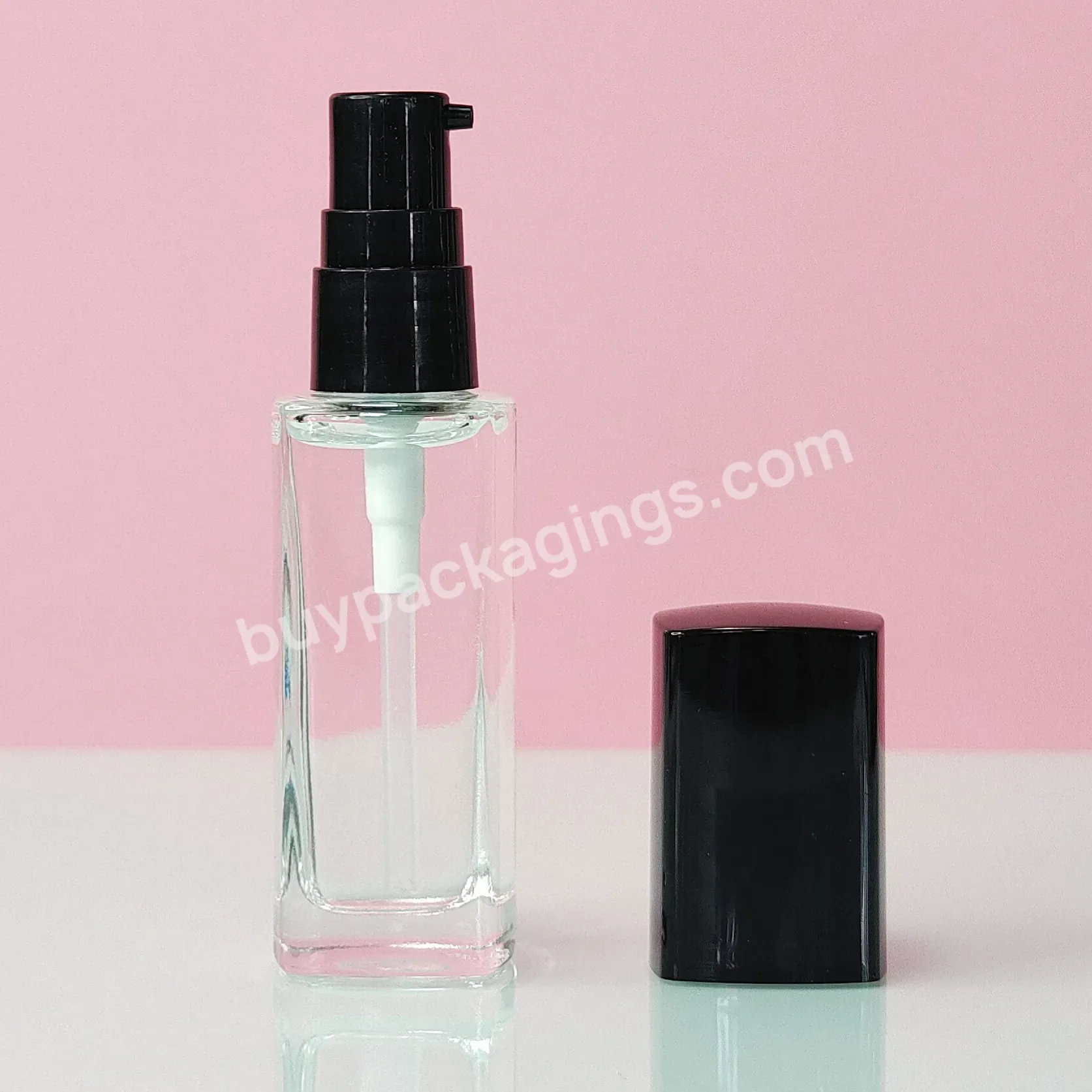 Luxury Square Rectangle 20ml 30ml 1oz 40ml Serum Empty Frosted Clear Glass Foundation Bottles