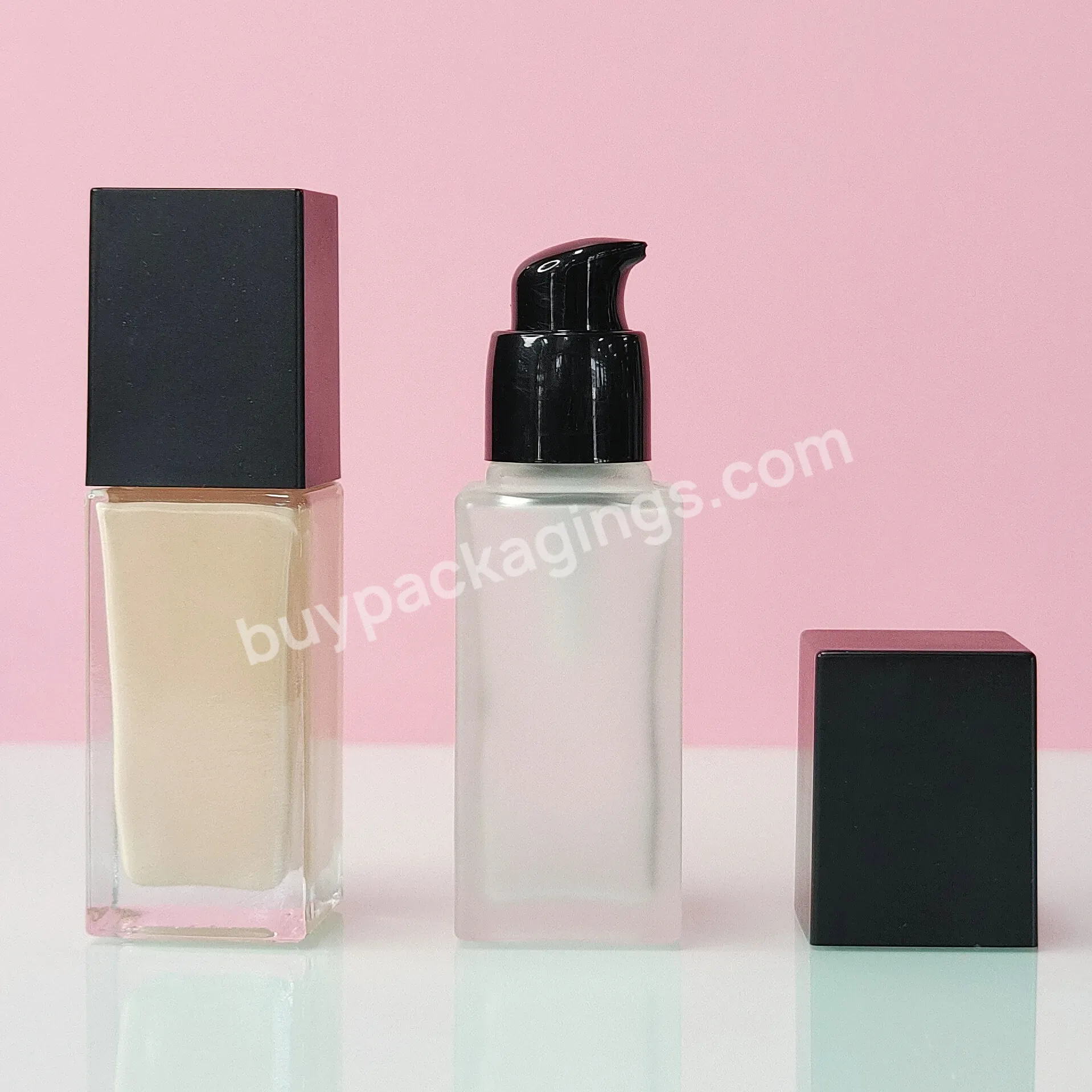 Luxury Square Rectangle 20ml 30ml 1oz 40ml Serum Empty Frosted Clear Glass Foundation Bottles