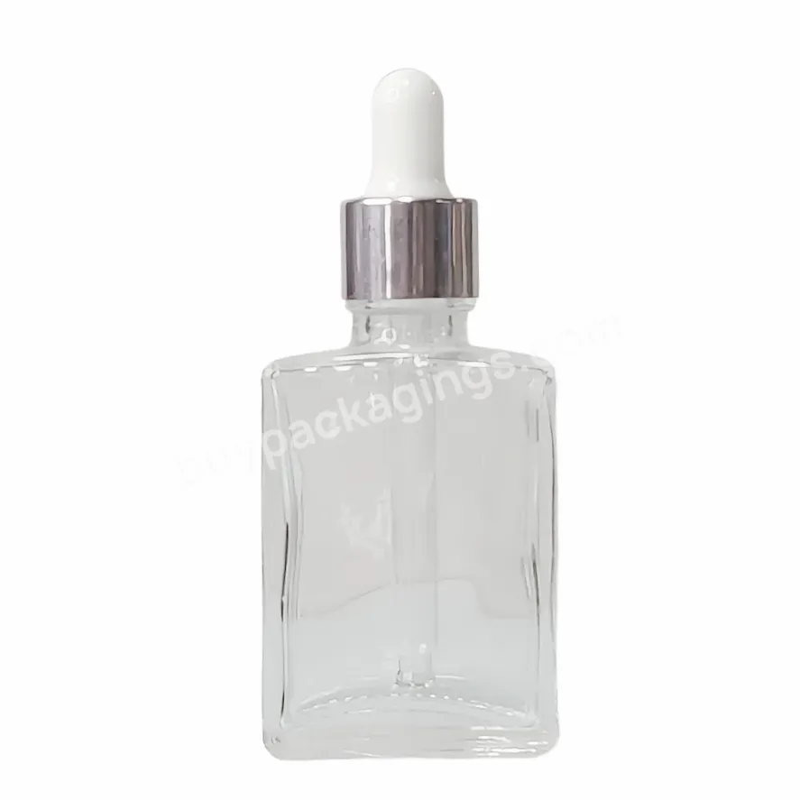 Luxury Square Skin Care Essential Fragrance Oil Serum 30ml 50ml Empty Cosmetic Dropper Glass Bottle