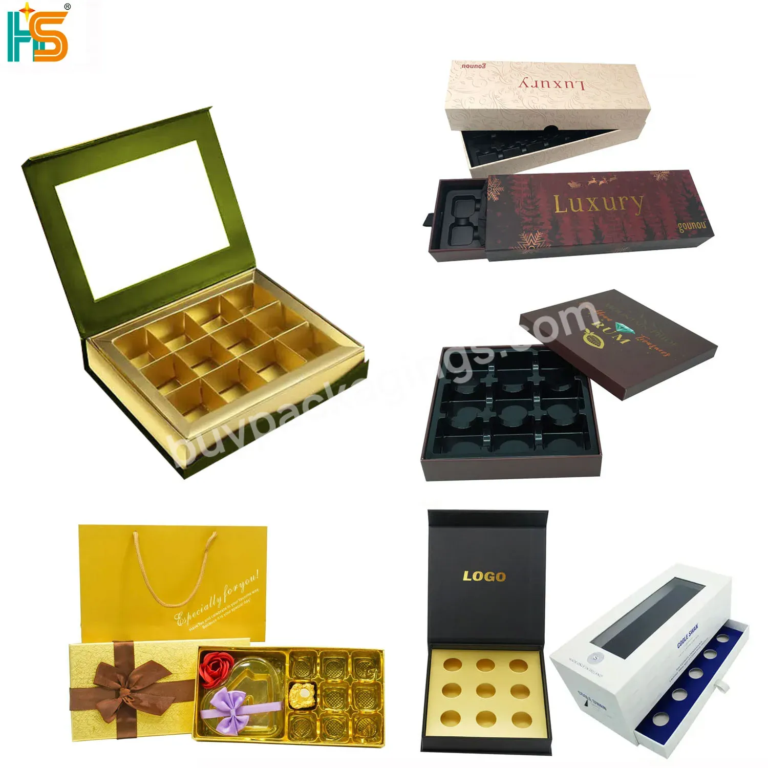 Luxury Square Window Flower Food Candy Wine Chocolate Bar Empty Box Packaging Customize Chocolate Gift Box For Wedding Birthday