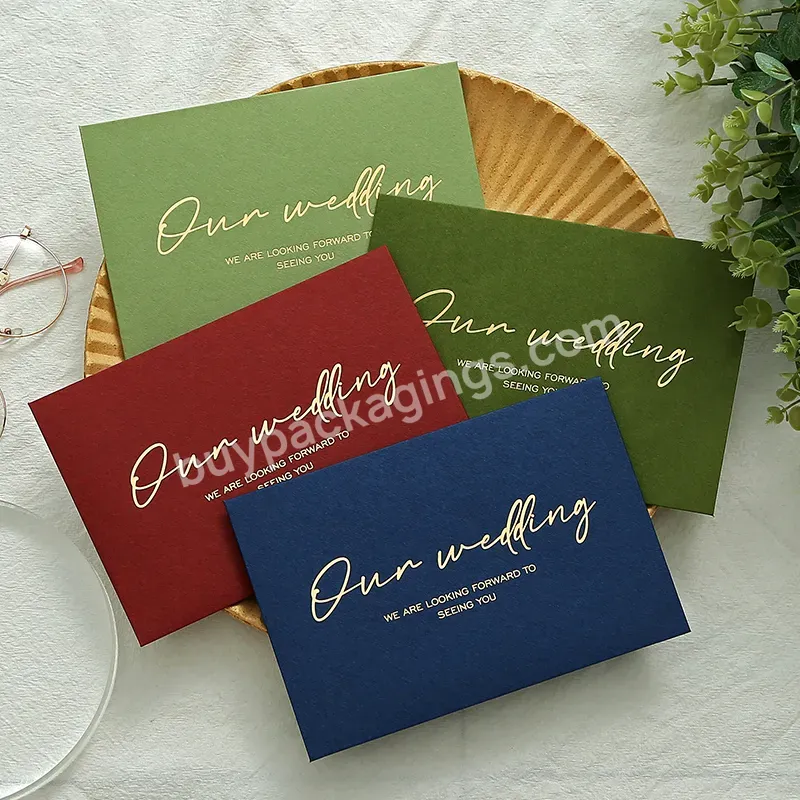 Luxury Thank You Card Greeting Cards Gold Stamping Wedding Invitation Paper Envelope