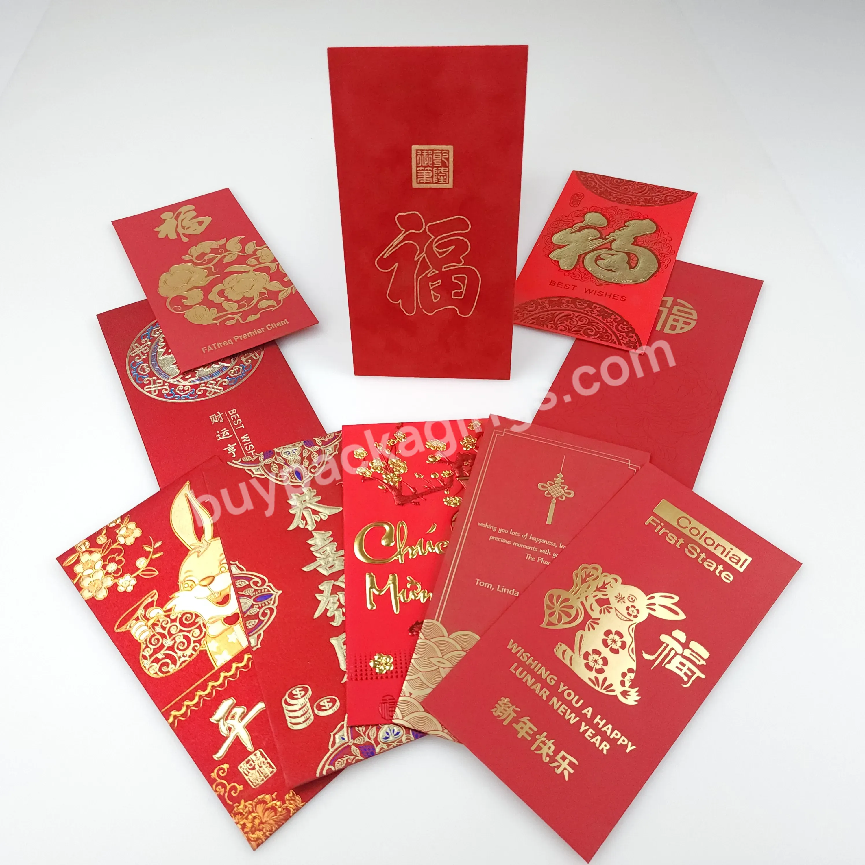 Luxury Traditional Angpao Customized Chinese New Year Red Pocket Envelopes With Design For Chinese Spring Festival
