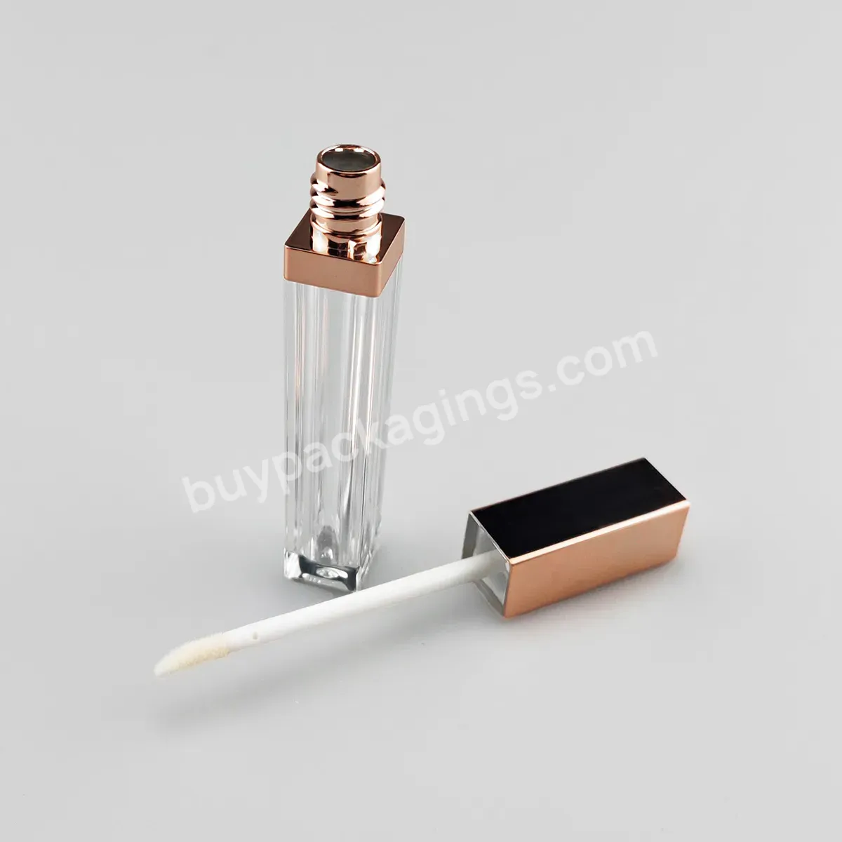 Luxury Transparent Rose Gold Lip Gloss Tubes With Wands