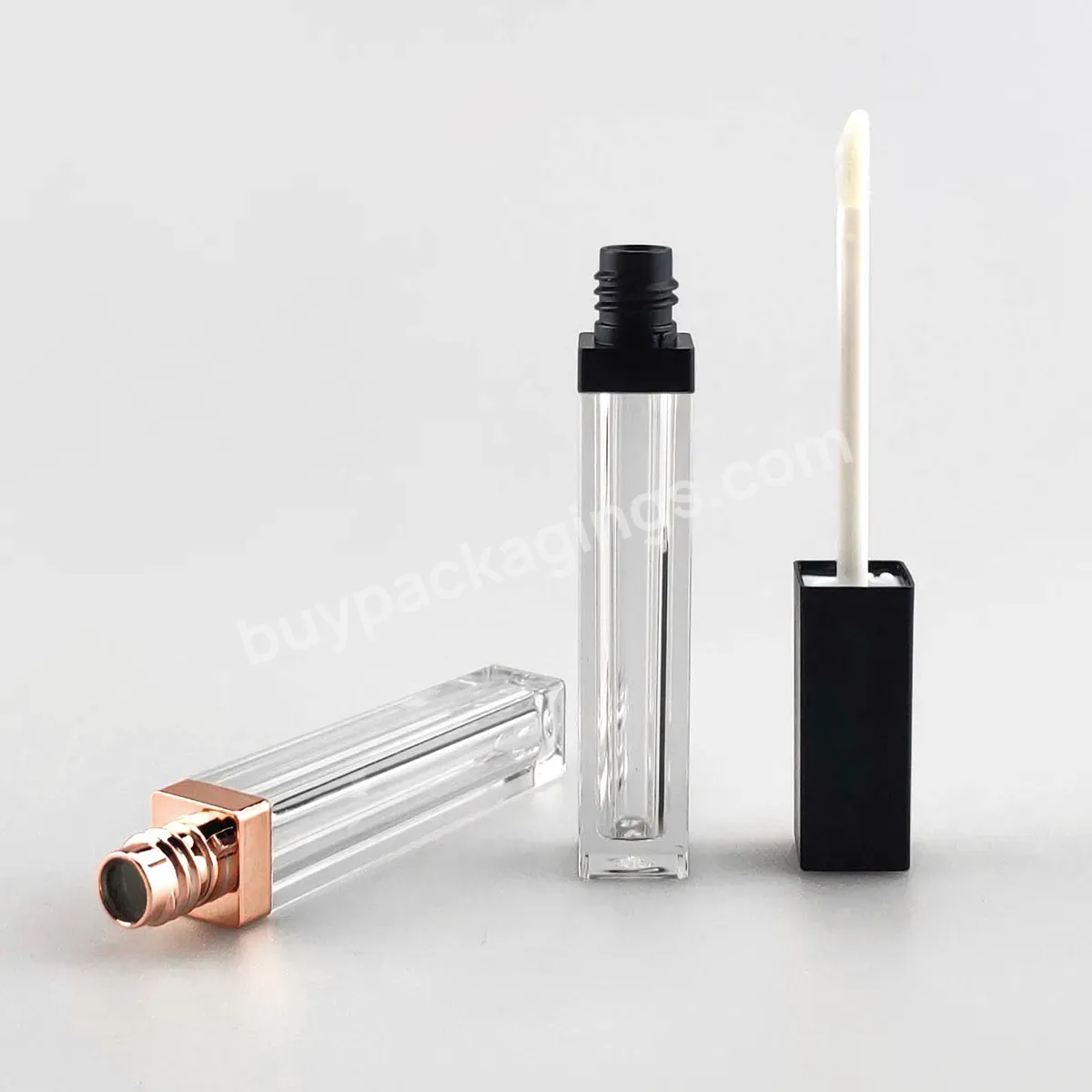 Luxury Transparent Rose Gold Lip Gloss Tubes With Wands