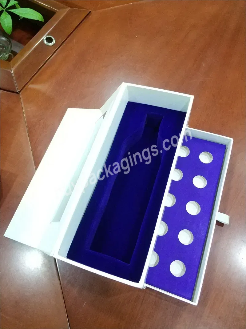 Luxury White Drawer Sliding Magnet Box Red Wine And Chocolate Gift Box Packaging With Window