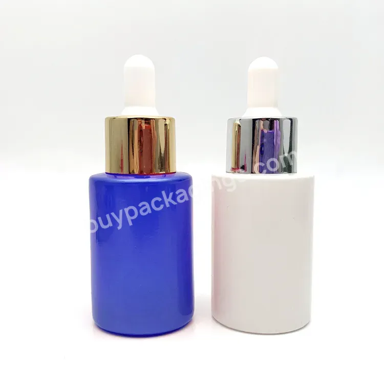 Luxury White Pearl Color Customize Cosmetic Oil Packaging 30ml 1oz Glass Dropper Bottle With Pink Lids