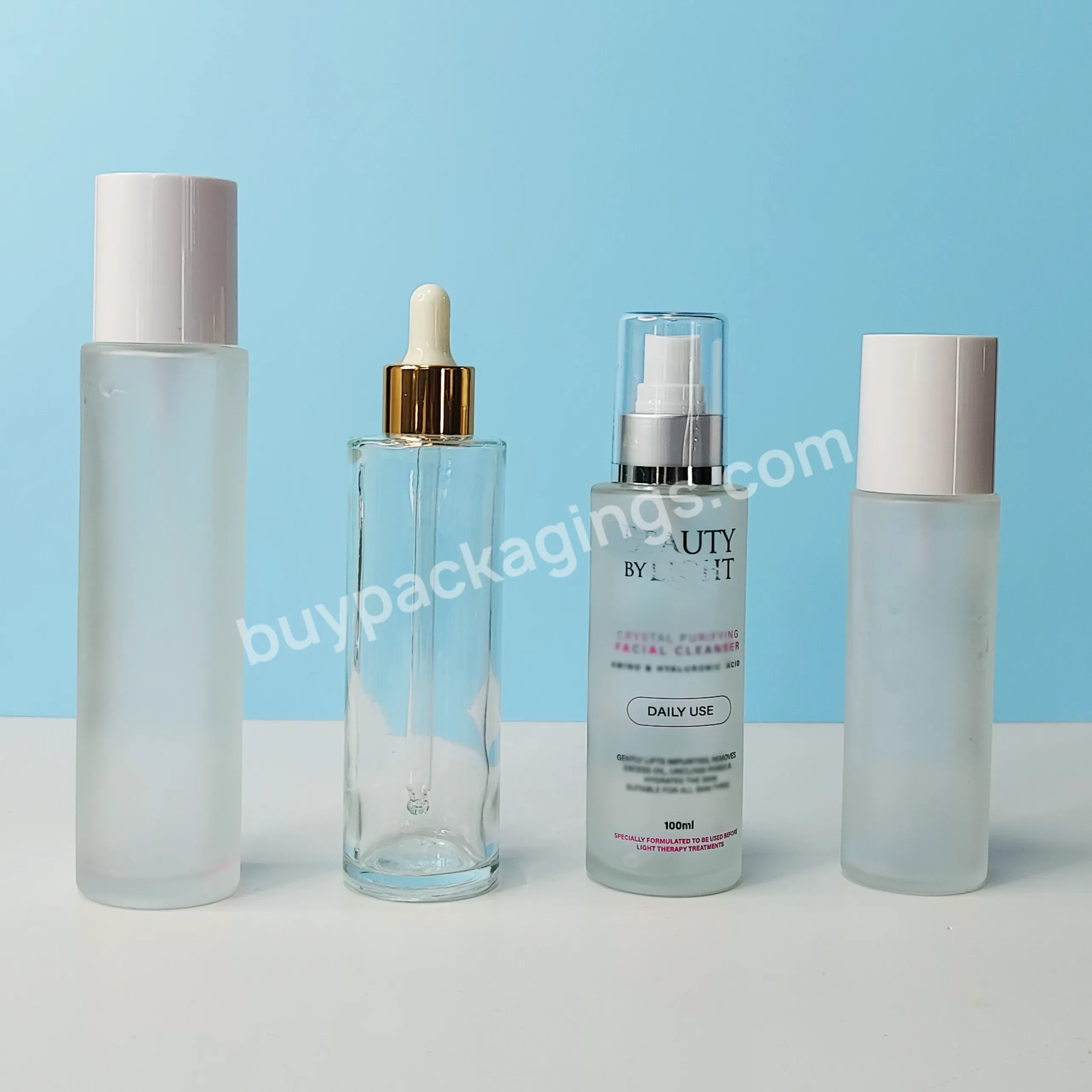 Luxury Wholesale 50ml 80ml 100ml 120ml Refillable Shampoo Body Lotion Cream Serum Glass Bottle With Pump