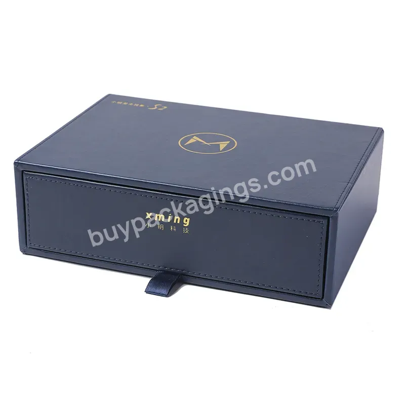 Luxury Wholesale Price Blue Rigid Cardboard Jewelry Gift Packaging Silging Drawer Box With Foam Insert