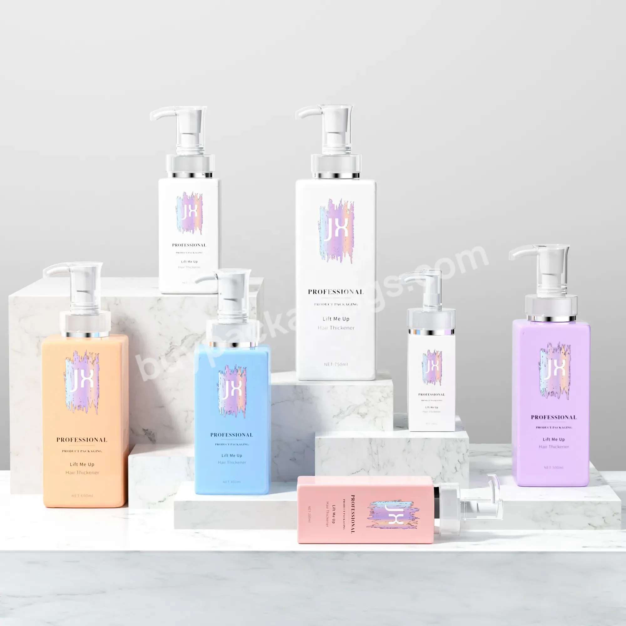 Luxury Wholesale Shampoo Packaging Cosmetic Body Lotion Pump Bottle Pet Plastic Empty Square Shampoo And Conditioner Bottles