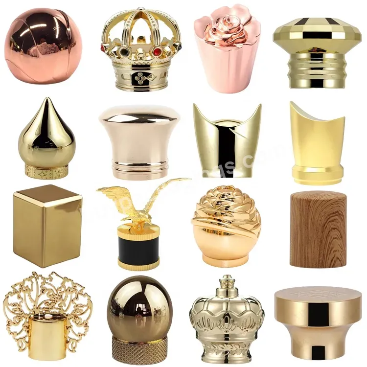 Luxury Zamac Perfume Bottle Cover Lid 15mm Gold Metal Zinc Alloy Perfume Bottle Cap With Logo