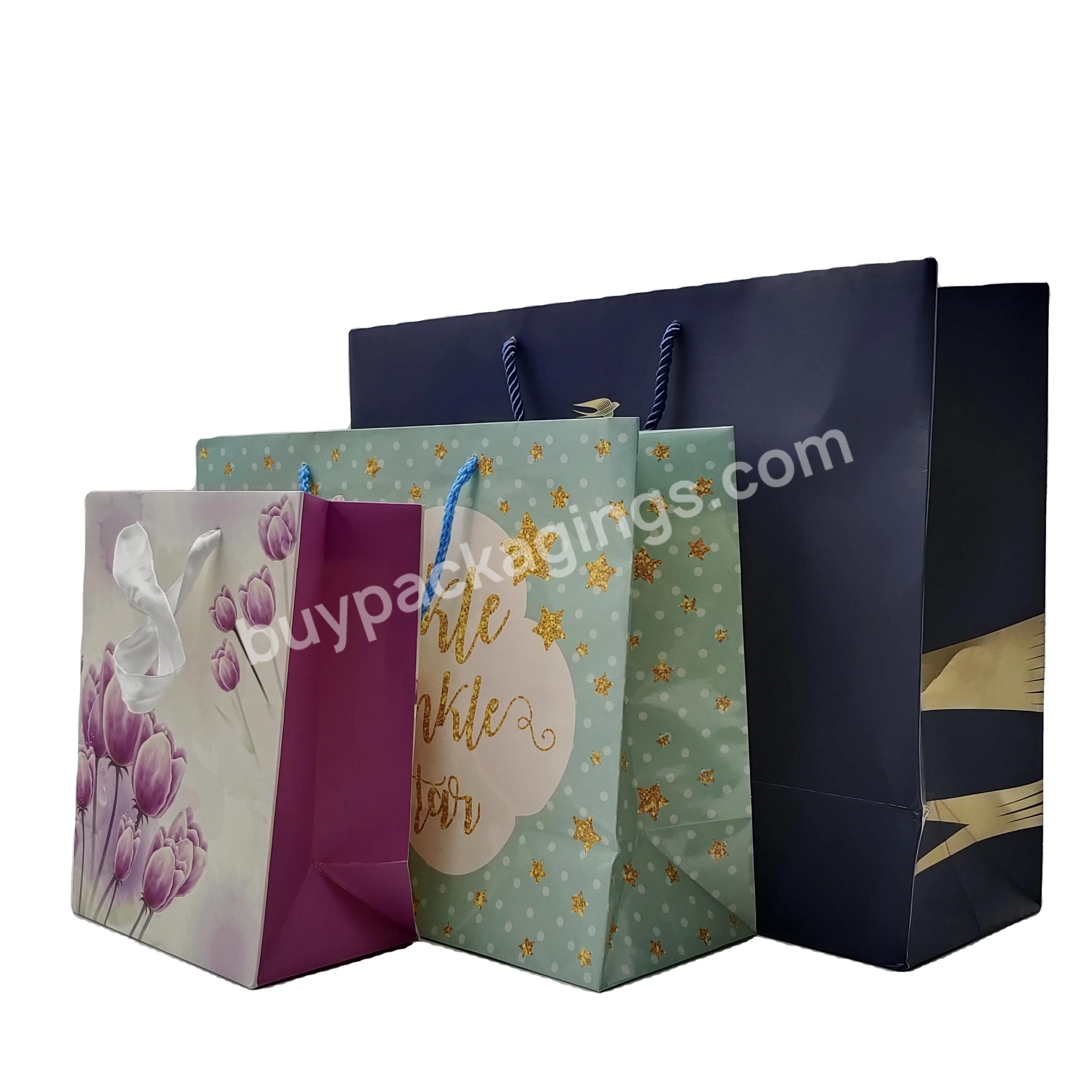 Luxusverpackung Durable Festival Souvenir Package Customize Logo Printed Firm Delightful Color Art Paper Bags