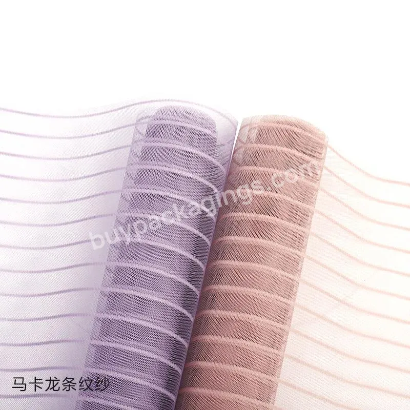 Macaron Style 50cm*4.5m/roll Flower Bouquet Wrapping Mesh Roll With Stripe Design