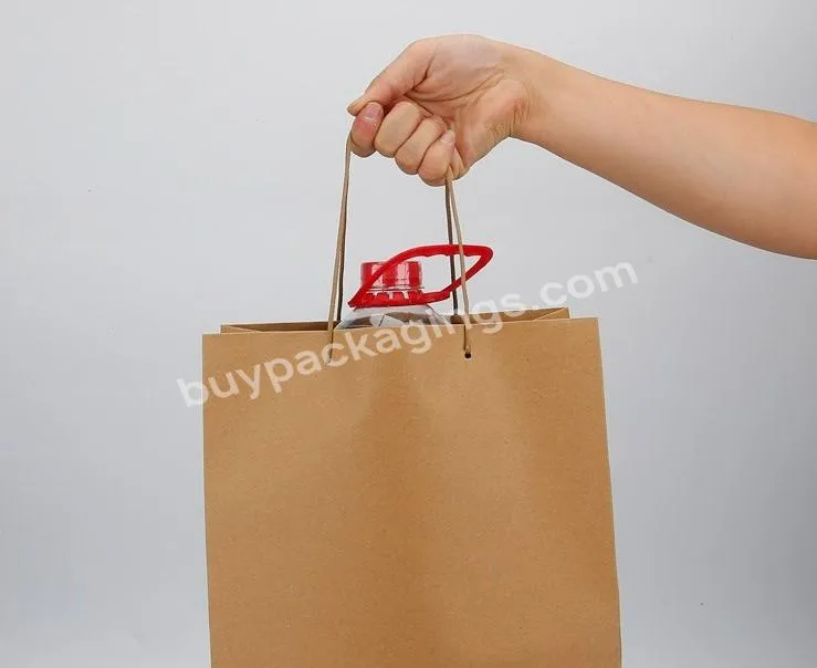 Machine Ribbon Takeaway Logo Print Gift Food Luxury Black Jewelry Custom Tyvek Brown Packaging Kraft Paper Bag With Handles