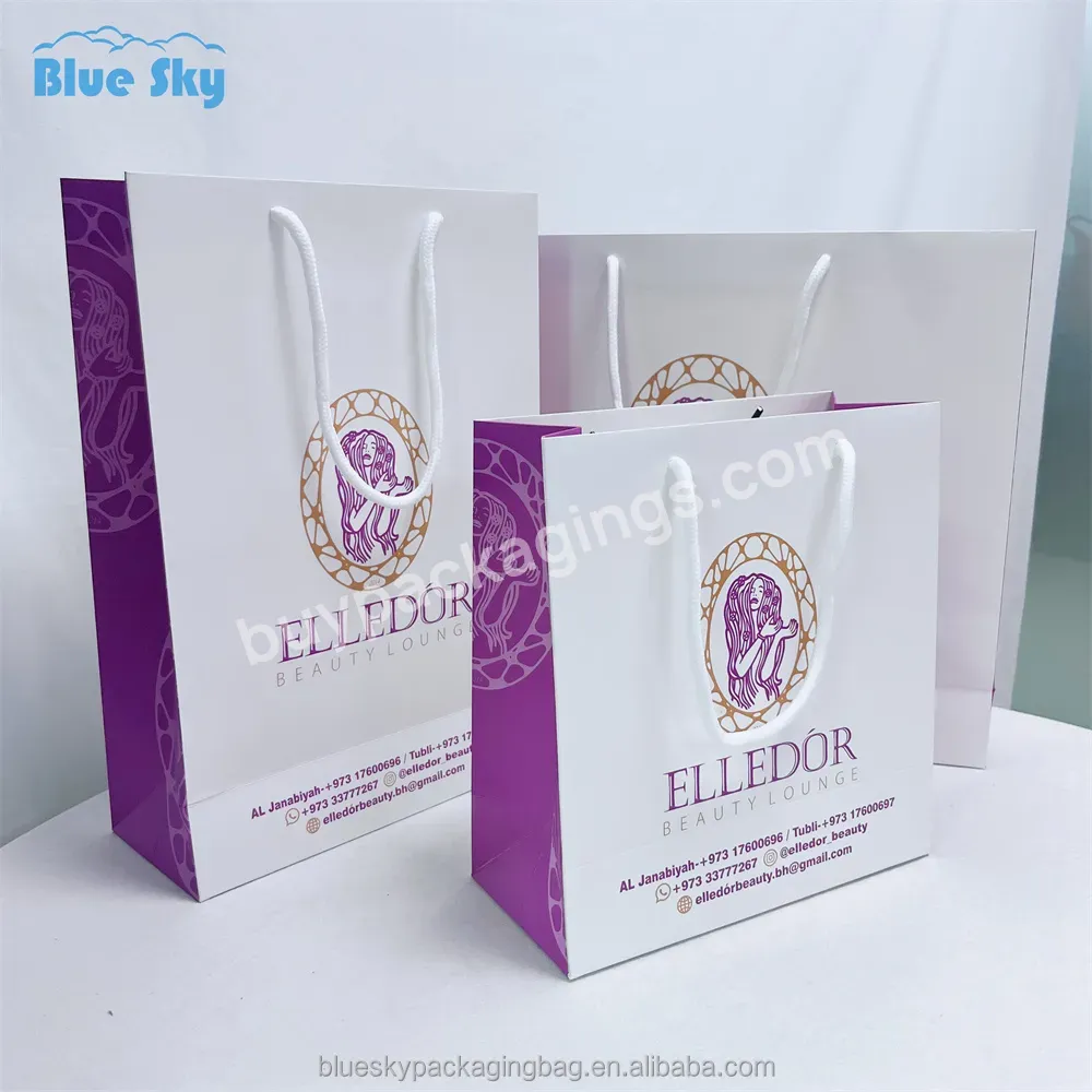 Made In China Custom Design Logo Printing Wholesale Eco Friendly Shopping Packaging White Cardboard Paper Bags With Handle