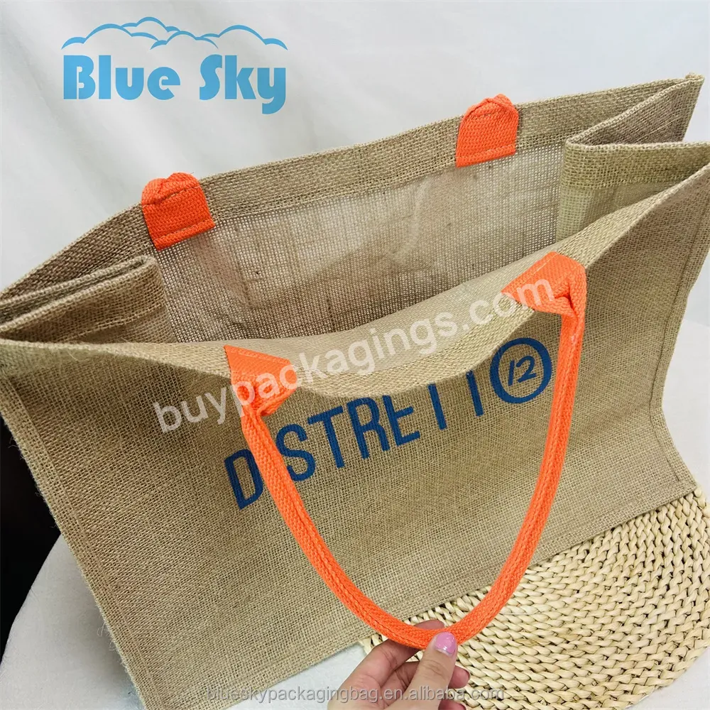 Made In China Recycled Printed Rope Processing Jute Shopping Bags Custom Logo Printed Canvas Tote Bag Environmental Tote Bag