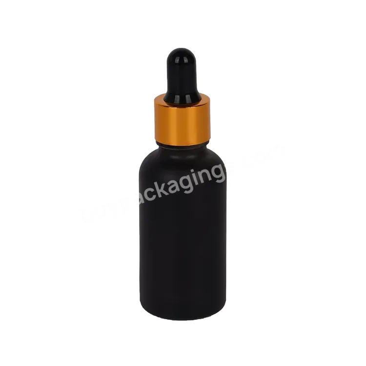 Manufacture Customized 30ml Matte Black Glass Eye Essential Oil Dropper Cosmetic Face Cream Bottle Packaging