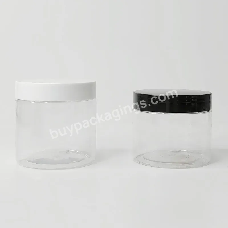 Manufacture Food Packaging Cosmetic Container Wide Mouth Empty 200g 250g Transparent Pet Jar With Plastic Cap