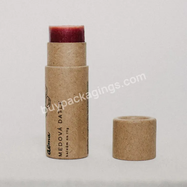 Manufacturer 0.5oz Lip Balm Tubes Sticks Container Biodegradable Push Up Kraft Cardboard Paper Tube Round Box Packaging