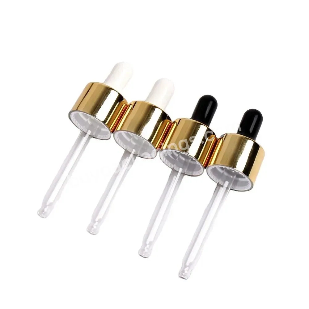 Manufacturer 18 410 18mm Glass Dropper Gold/sliver/black Aluminum Cap Assembly With Rubber Bulb And Glass Pipette