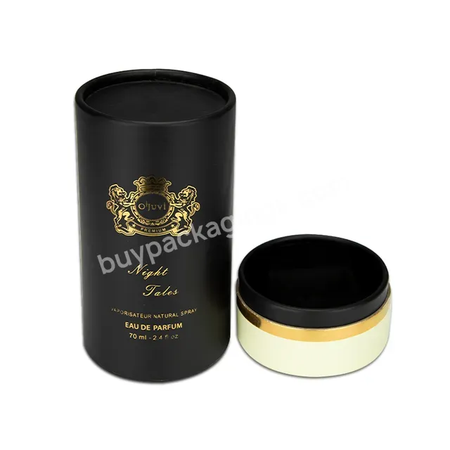 Manufacturer Custom Black Cylinder Matt Lamination Cardboard Box For Luxury Perfume Bottles Round Box With Insert