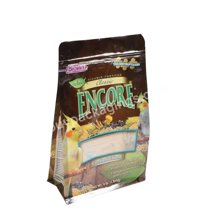 Manufacturer Custom eco friendly flat bottom zip lock pet food packaging bags Eight Side Sealed stand up packaging pouch