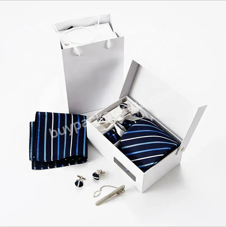 Manufacturer Custom Logo Tie Box Recycled Materials Necktie Gift Box Varnishing Embossing Handmade Stamping Accept Cardboard