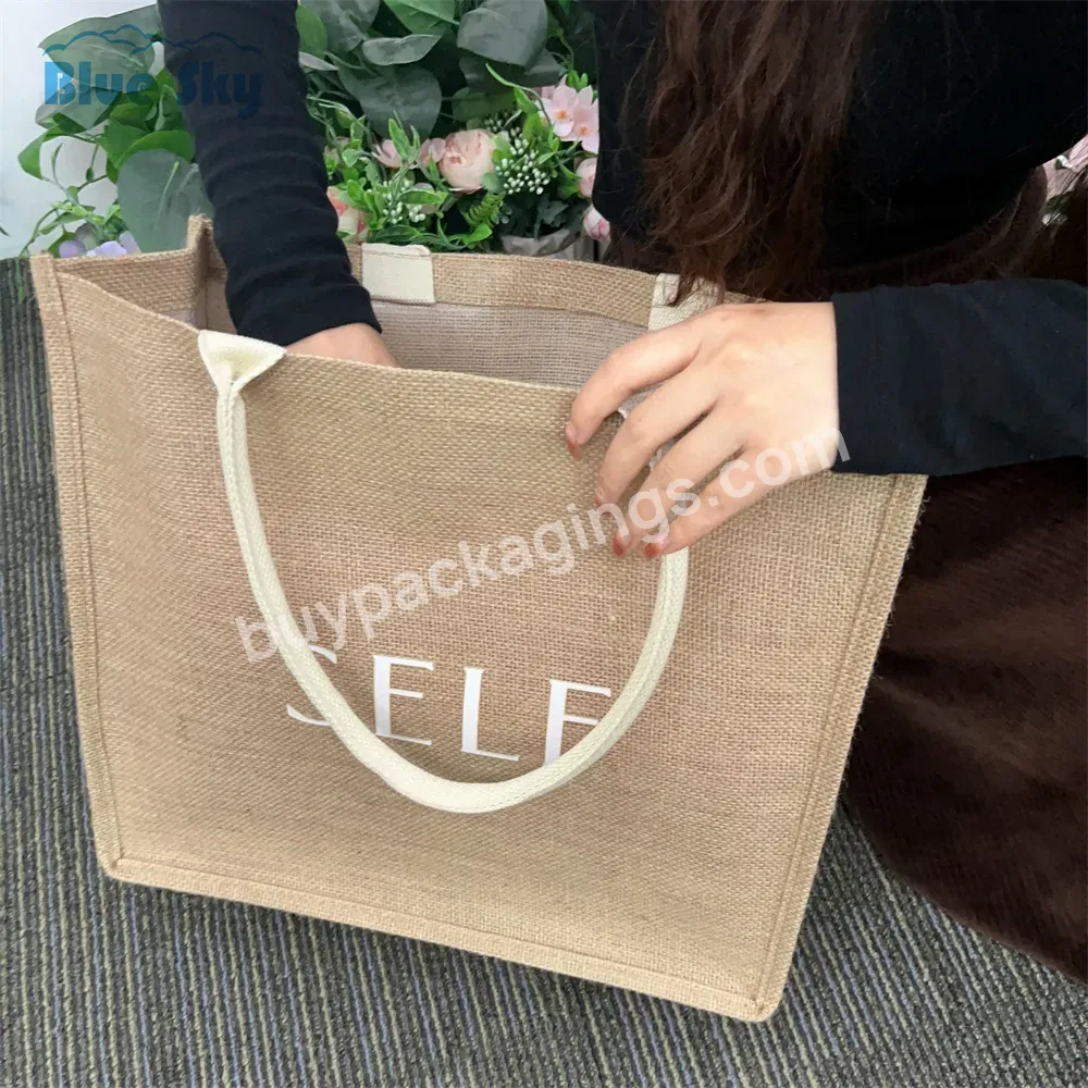 Manufacturer Custom Printed Reusable Jute Bags With Handle Shopping Tote Bag With Logo