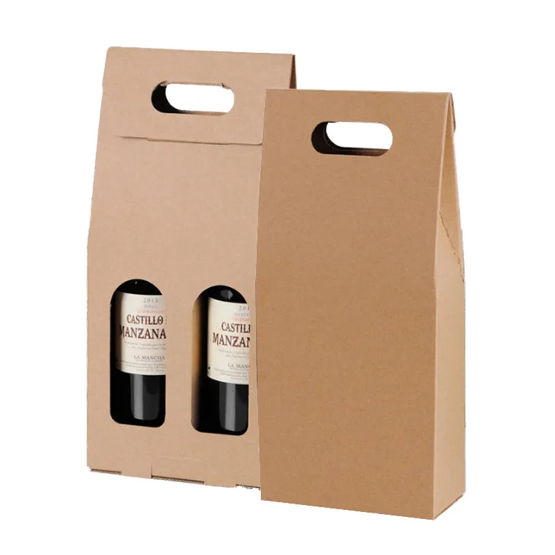 Manufacturer custom wholesale cheap holiday gift bottle packaging double wine box portable wine bag