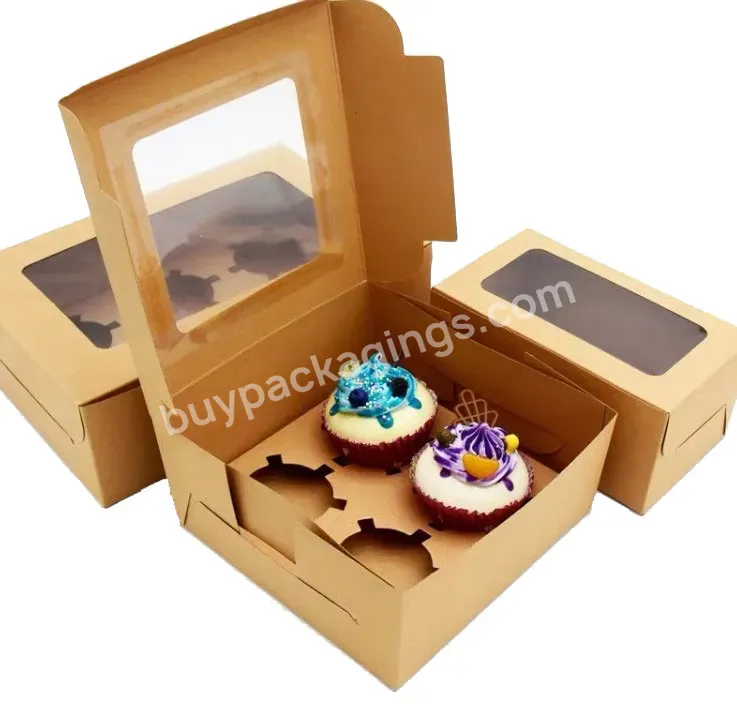 Manufacturer Customized Logo Eco-friendly Disposable Kraft Paper Cake Box Baked Food Packaging Box With Window