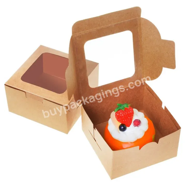 Manufacturer Customized Logo Eco-friendly Disposable Kraft Paper Cake Box Baked Food Packaging Box With Window