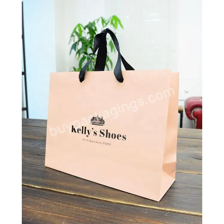 Manufacturer eco fancy custom logo printed pink cardboard luxury gift paper bag jewelry paper bag paper shopping bag with handle