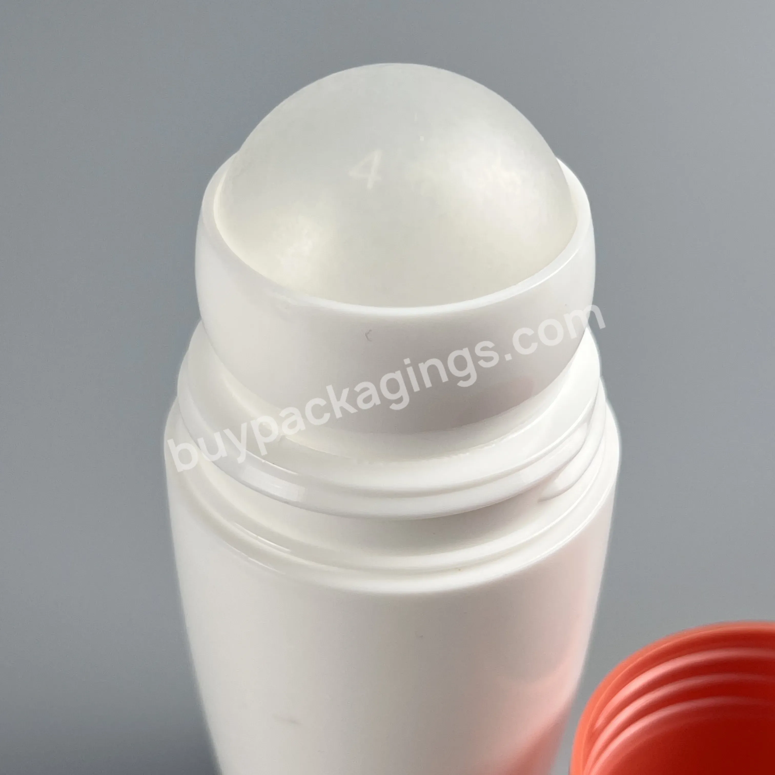 Manufacturer Empty Custom White Plastic Roll On Bottle 50ml Pp Bottle Cosmetic Deodorant Container With Lid