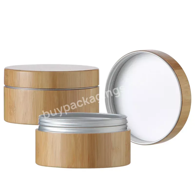 Manufacturer Empty Eco Friendly Cosmetic Packaging Container Wholesale Ice Cream Aluminum Jar With Bamboo Lid Aluminum Interior