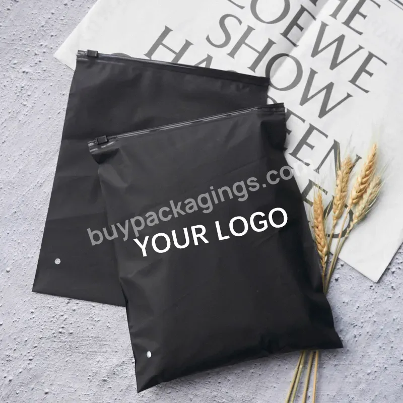 Manufacturer Made Black Frosted Zipper Slider Plastic Zip Lock Packaging Bags For Clothes With Custom Logo