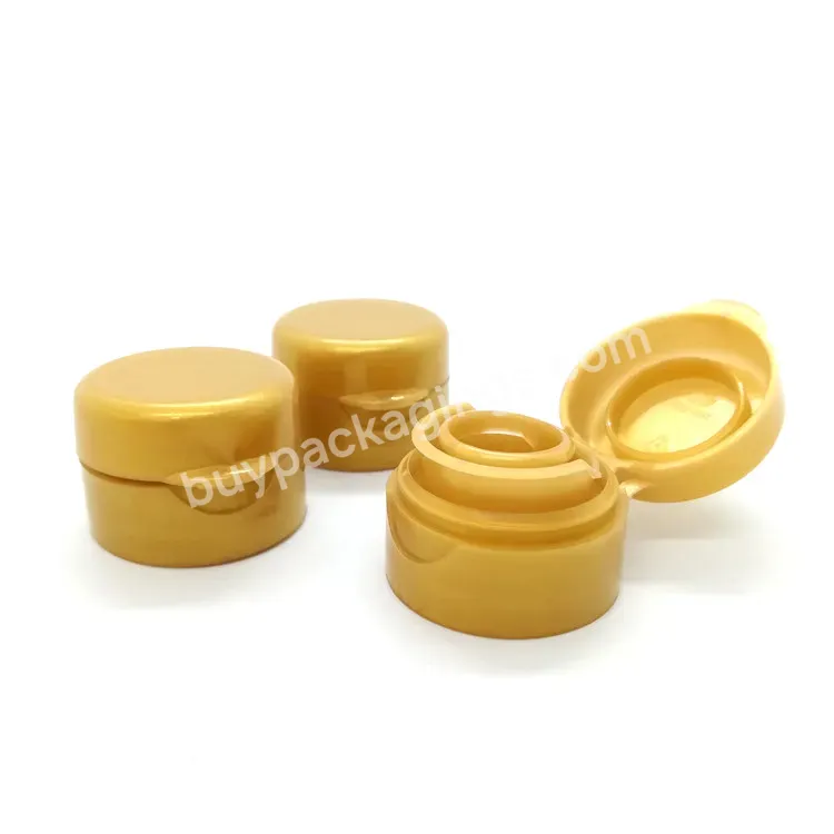 Manufacturer Plastic Pe Gold Smooth Flip Top Cap For Soy Sauce Bottles 28mm