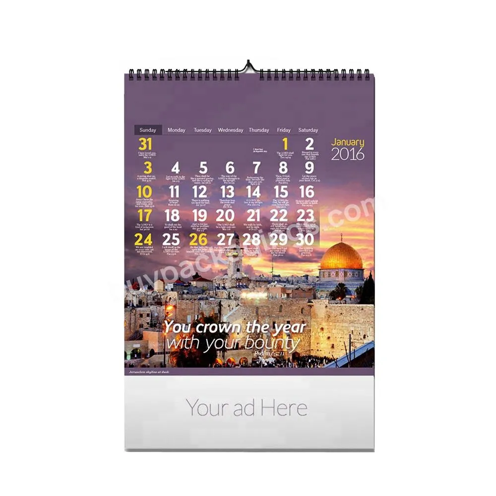 Manufacturer Wholesale 2020 Cheap Custom A3 Promotion Scroll Photo Spiral Bound Wall Calendar Printing