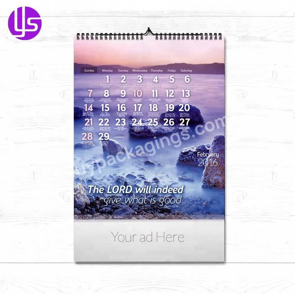 Manufacturer Wholesale 2020 Cheap Custom A3 Promotion Scroll Photo Spiral Bound Wall Calendar Printing