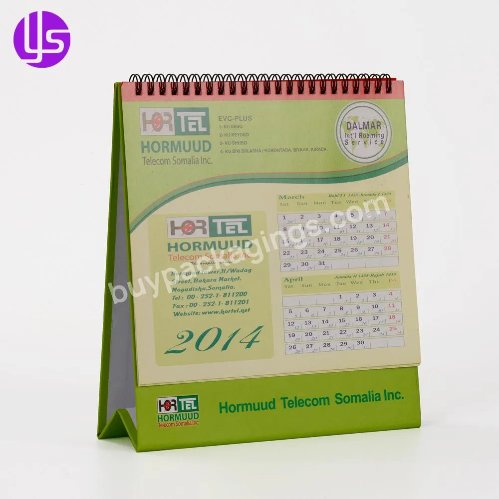 Manufacturer Wholesale Cheap Custom Promotion Muslim Islamic Folding Paper Spiral Binding Stand Desk Table Calendar Printing