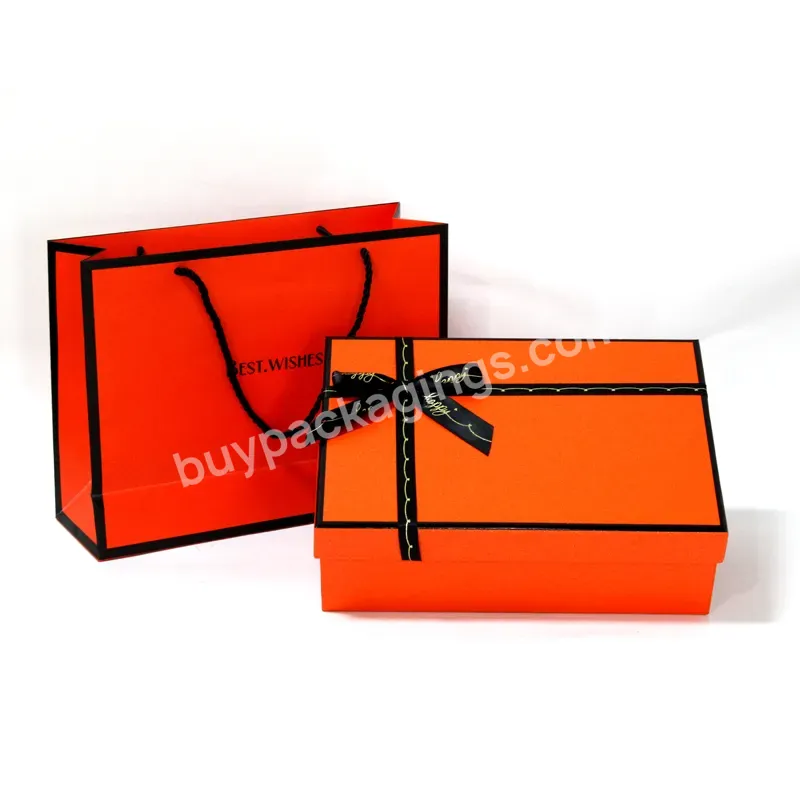 Manufacturer Wholesale Custom Packaging Boxes Paperboard Box Orange Christmas Gift Box With Lid