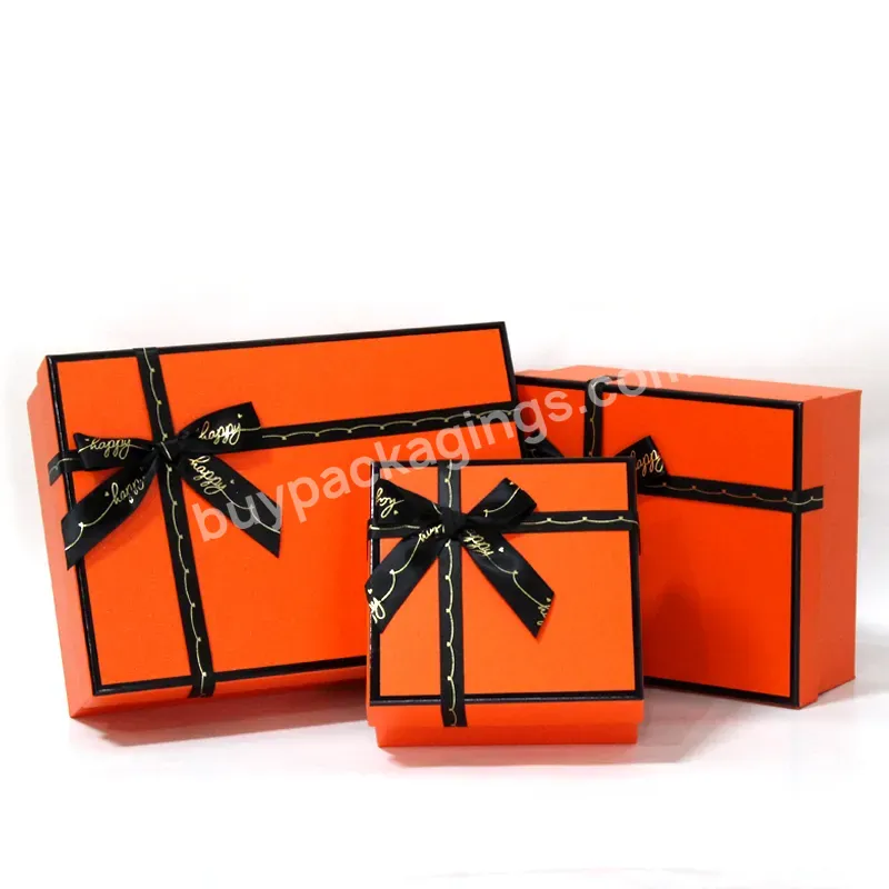 Manufacturer Wholesale Custom Packaging Boxes Paperboard Box Orange Christmas Gift Box With Lid