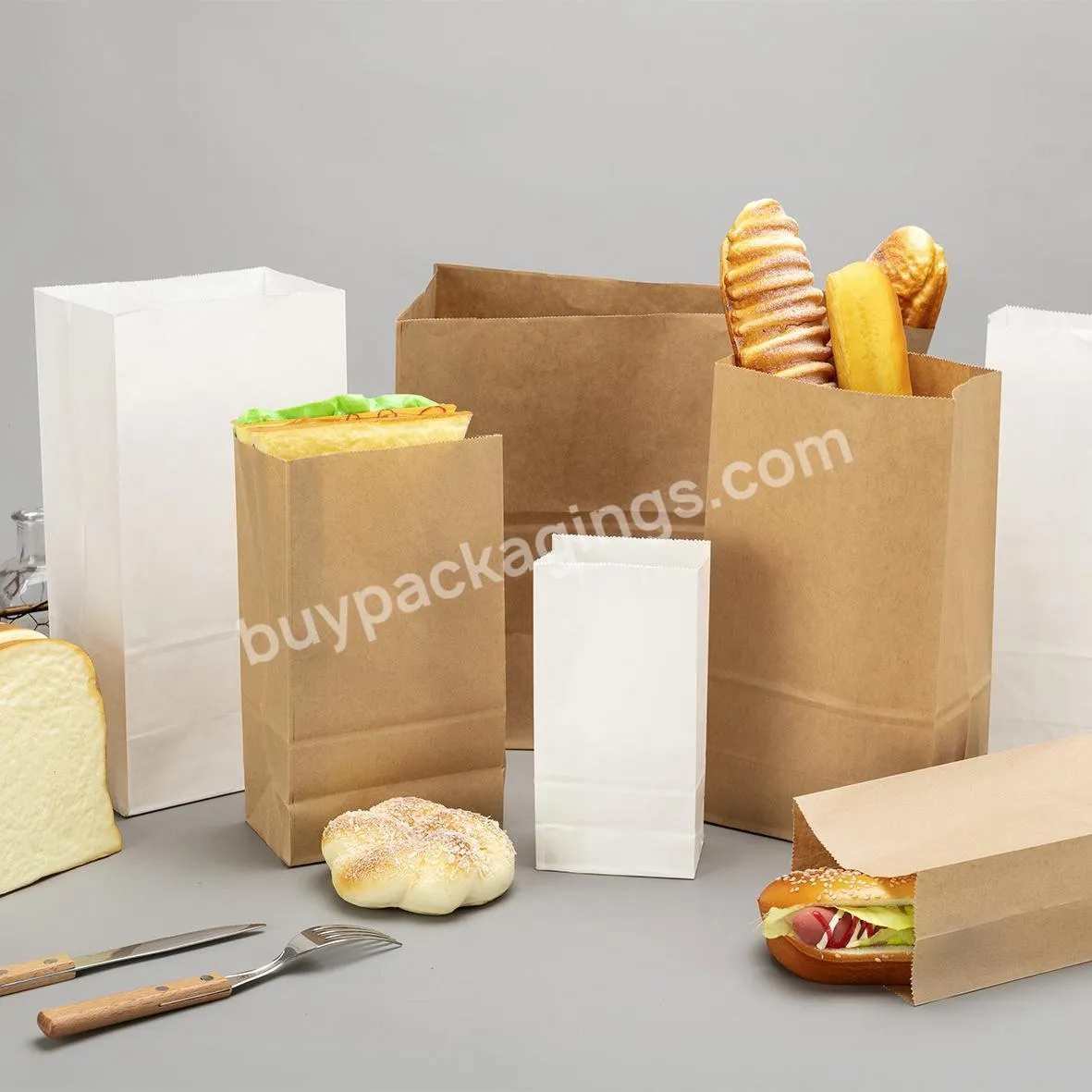 Manufacturer wholesale custom size SOS kraft paper packing bags for bread sandwich paper bags from china source factory supplier